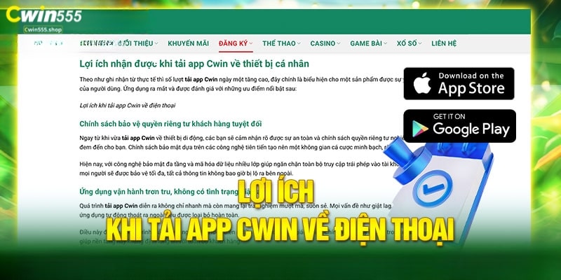 Lợi ích khi người chơi tải app Cwin555